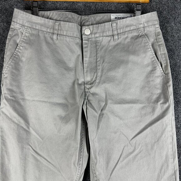 Bonobos Pants Mens 35 Straight Fit Washed Chino Gray Cotton Stretch Flat Front - Picture 3 of 7